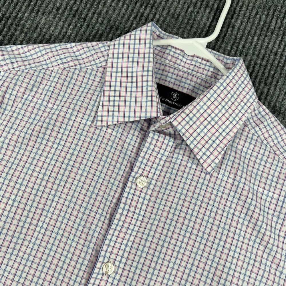 Hart Schaffner Marx Shirt Mens Small Pink Blue Check Long Sleeve Button Up